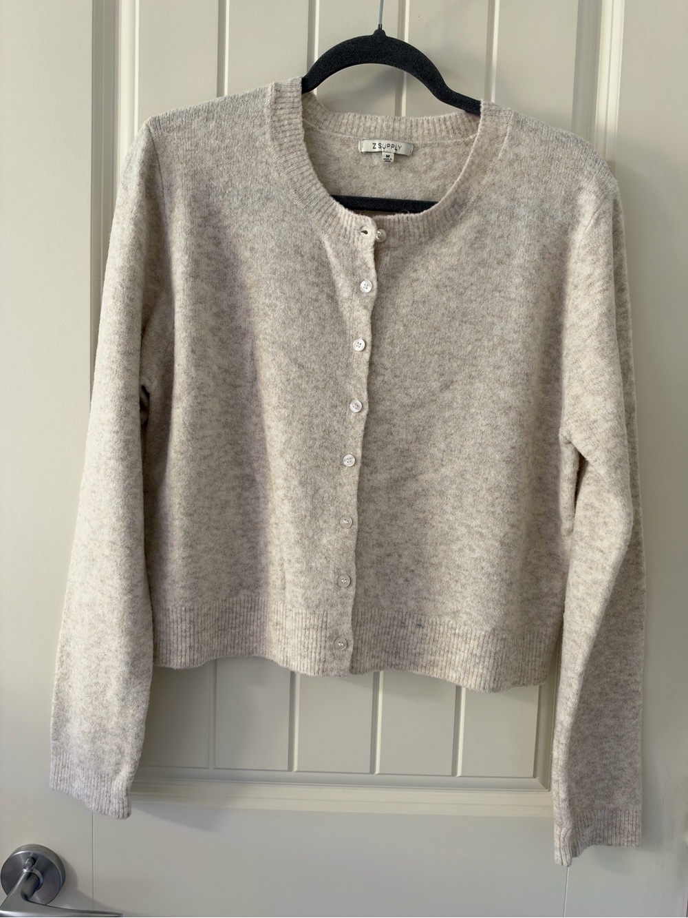 Z Supply Heathered Oatmeal Crewneck Button Cardigan